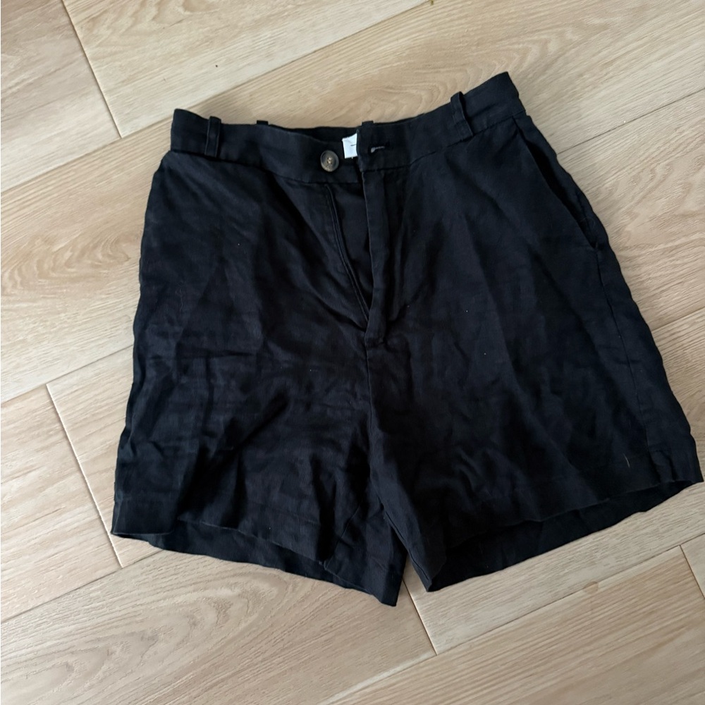 & Other Stories Black Bermuda Shorts linen